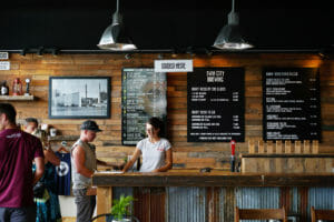 The tasting room at Twin City Brewing Company in Port Alberni, BC