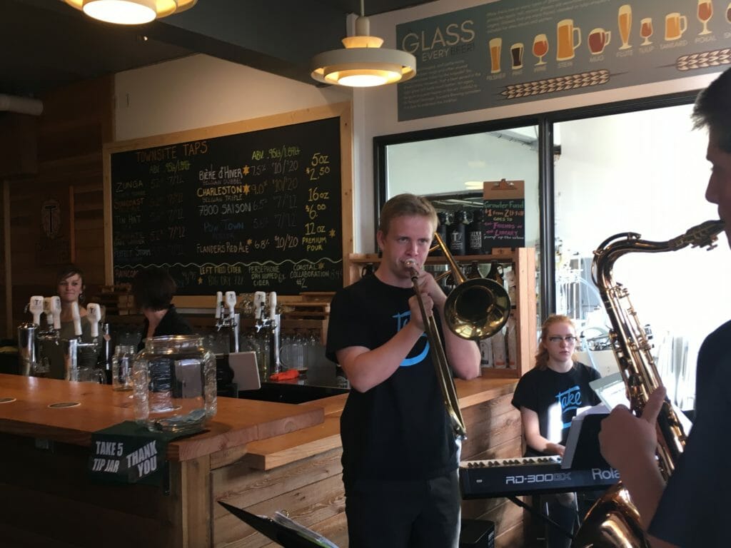 Jazz music on opening night was provided by a local high school band.