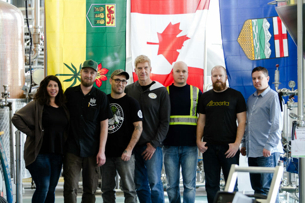 The brewing teams from Black Ridge Brewery, Last Best Brewing & Distilling, and Central City Brewing + Distilling. Gary Lohin is centre.