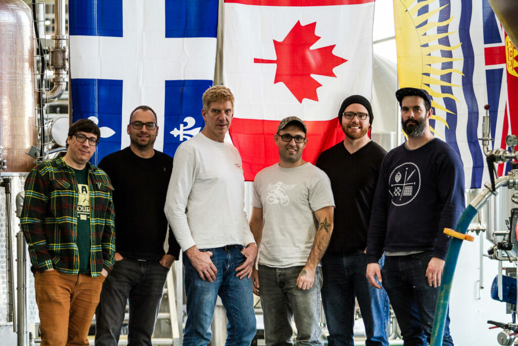 The brewing teams from Le Trou du Diable, Four Winds Brewing Co. and Central City Brewing + Distilling. Gary Lohin is third from the left.