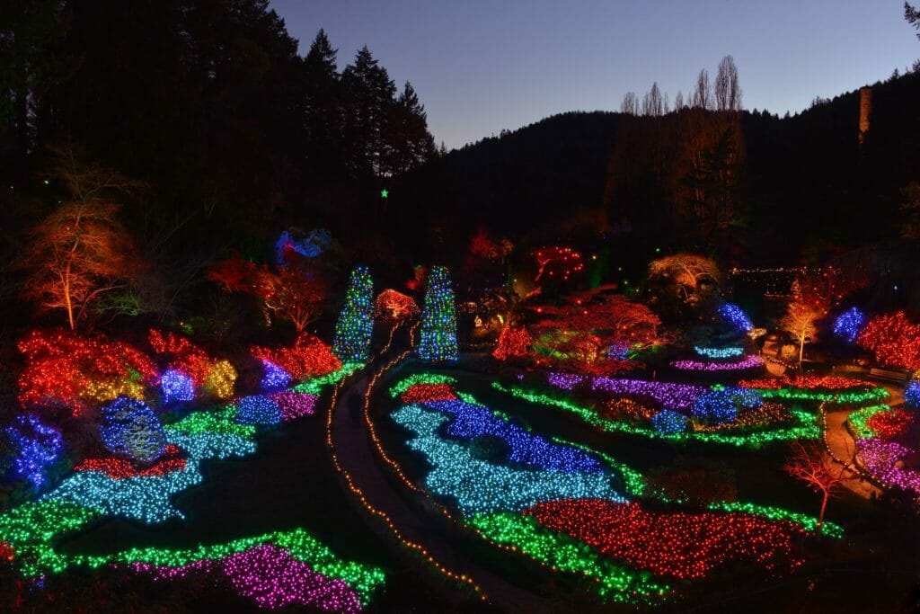 Festive lights at Butchart Gardens in Victoria