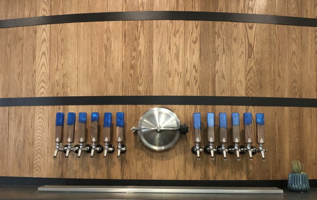 The taps at Slackwater Brewing