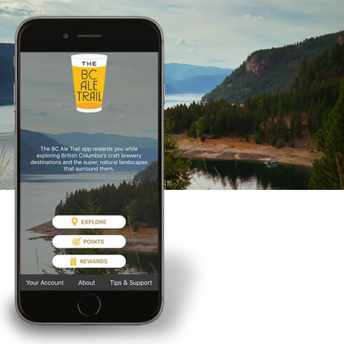 new BC Ale Trail app, as displayed on iPhone