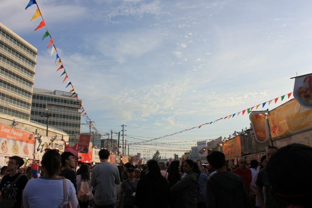 image of walkways between food stalls at Richmond Night Market