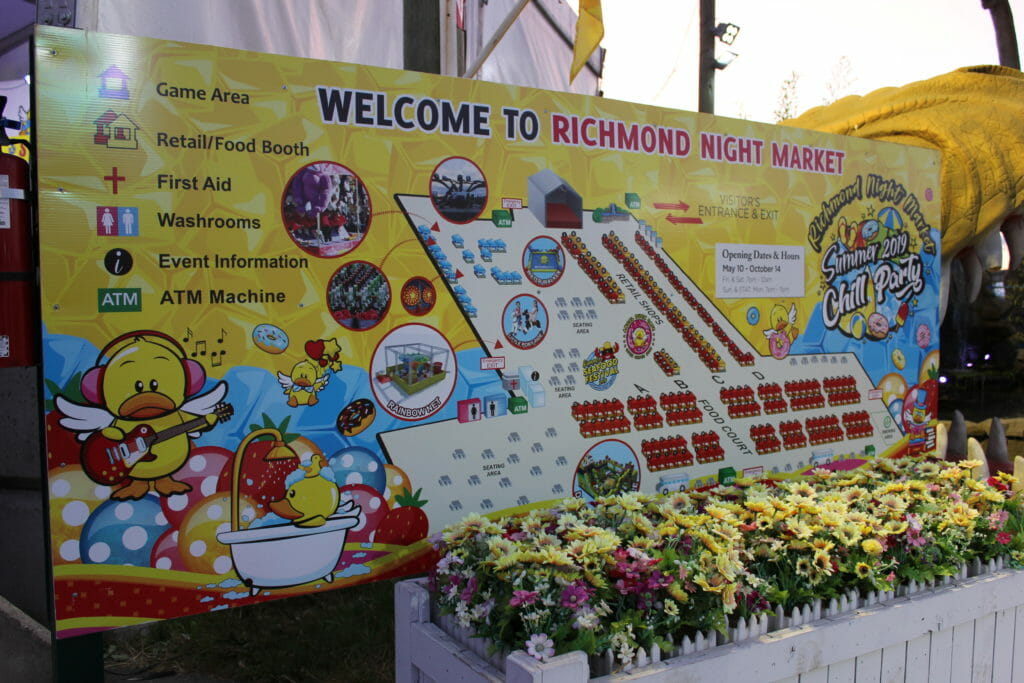 image of sign that shows layout and map of Richmond Night Market