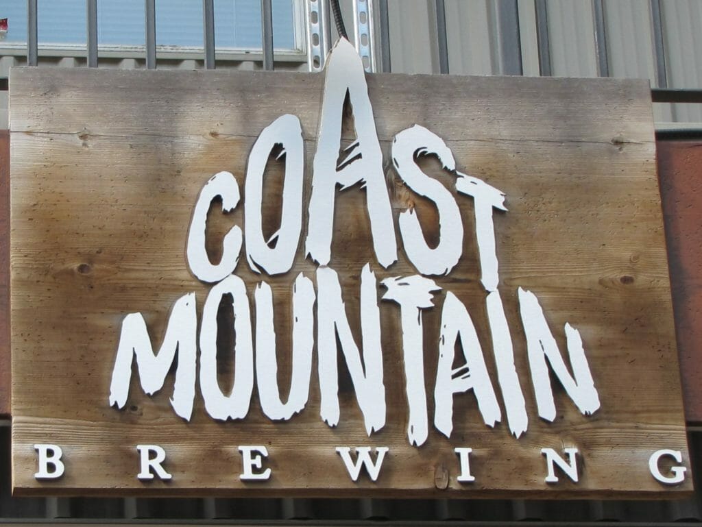 Whistler's Coast Mountain Brewing sign above entrance