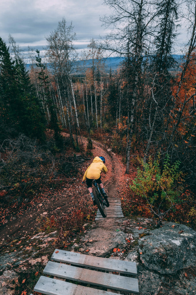 image of mountain biker on trail in Smithers, BC