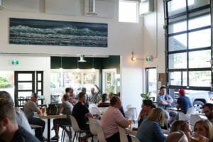 The tasting room at Land & Sea Brewing Company in Comox, BC