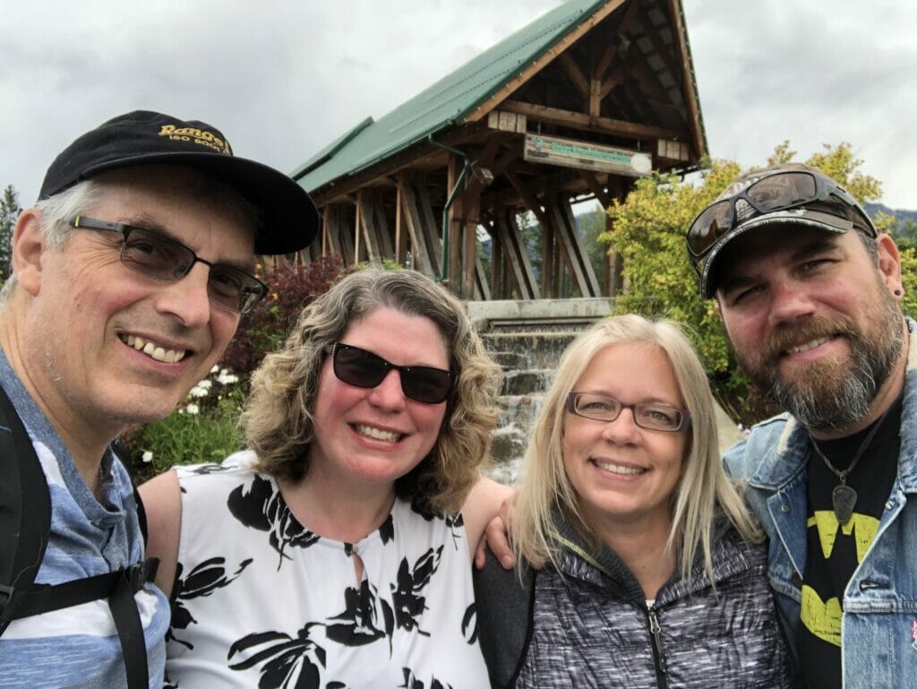 Kicking Horse River pedestrian bridge in Golden