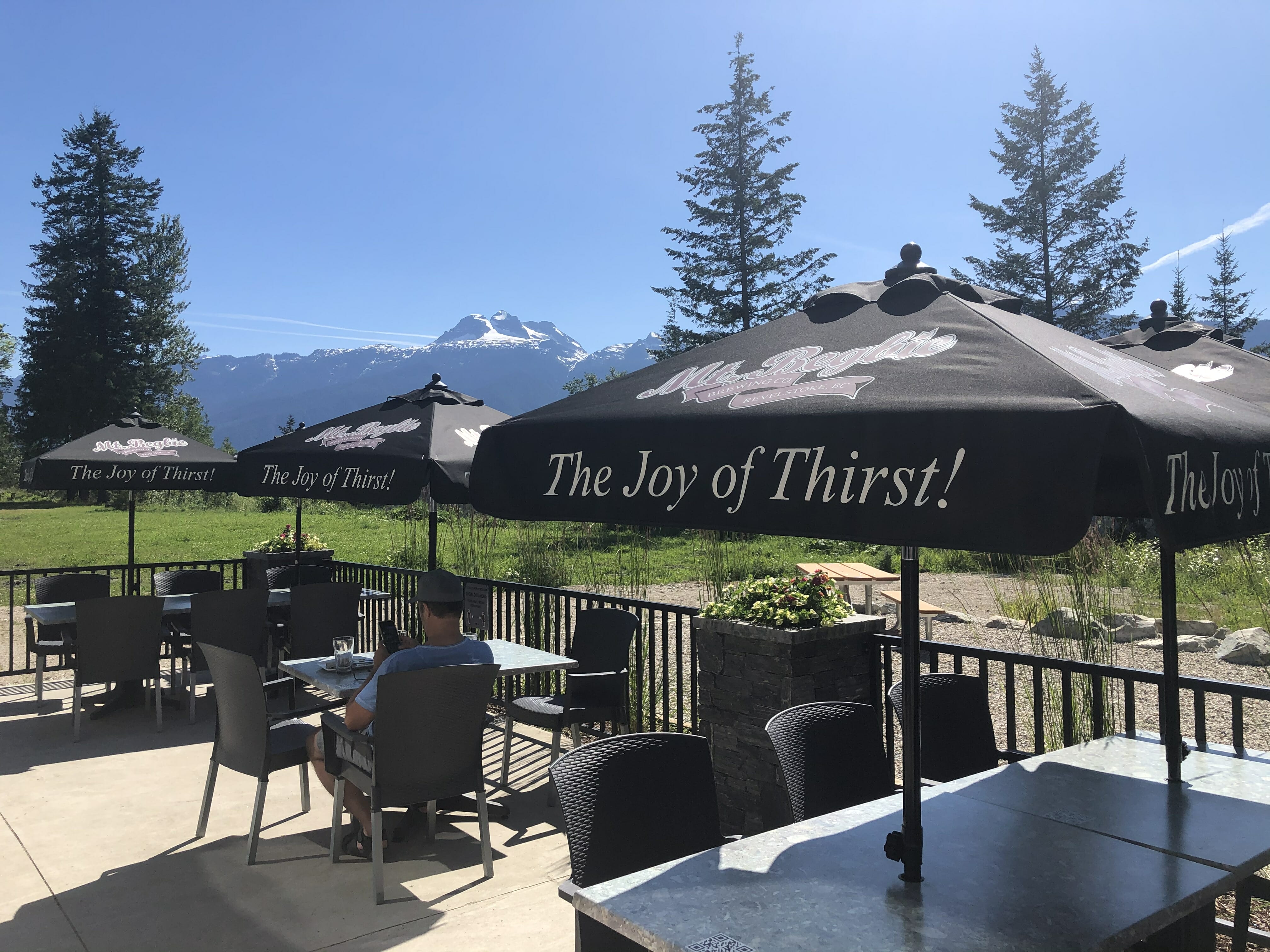 The patio at Mt. Begbie Brewing on the BC Ale Trail