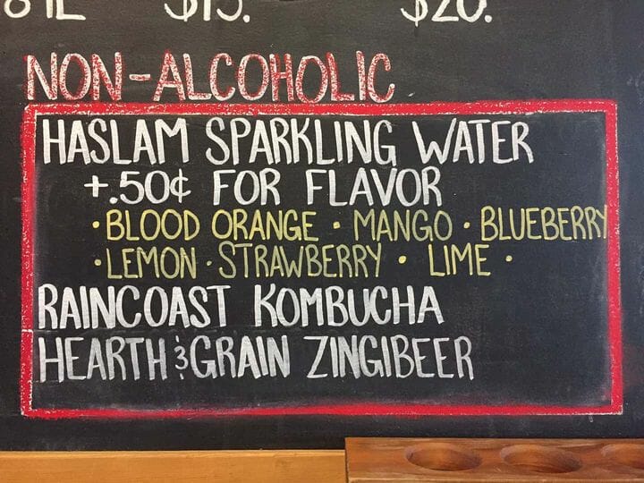 Non-alcoholic beverages available at Townsite Brewing on the BC Ale Trail