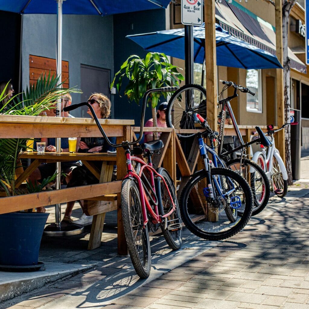 Slackwater Brewing patio after a bicycle tour around Penticton on the BC Ale Trail