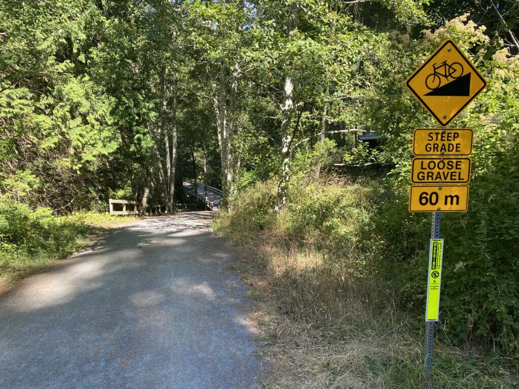 Steep grade sign on the Galloping Goose - Joe Wiebe