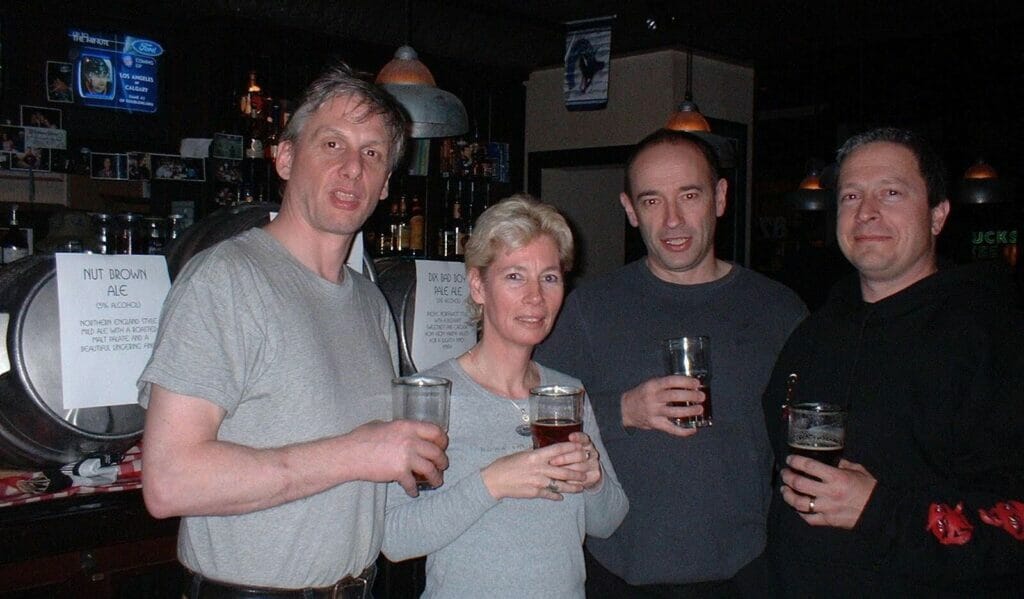 Tony Dewald, Lundy Dale, Rick Dellow and Barry Benson attend a cask festival at Dix BBQ and Brewery