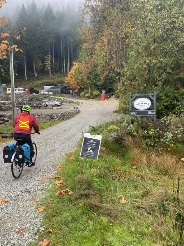 Riding up to Salt Spring Brewing on Salt Spring Island, BC