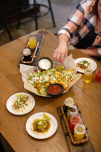 Beer, nachos and tacos at Iron Road Brewing