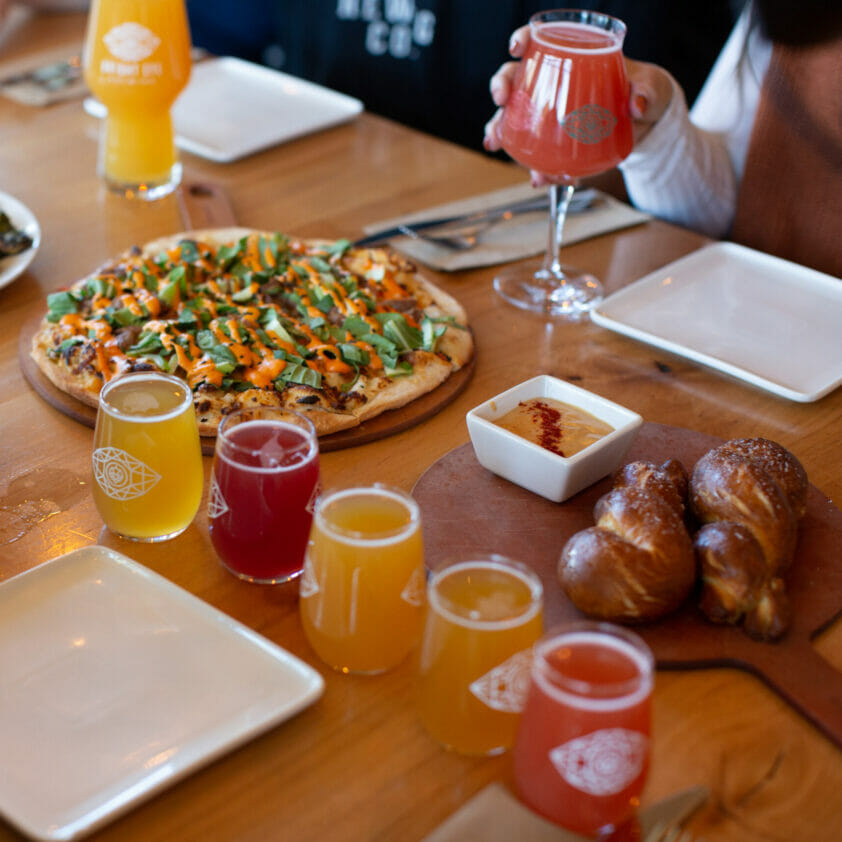 Beer and pizza at Bright Eye Brewing