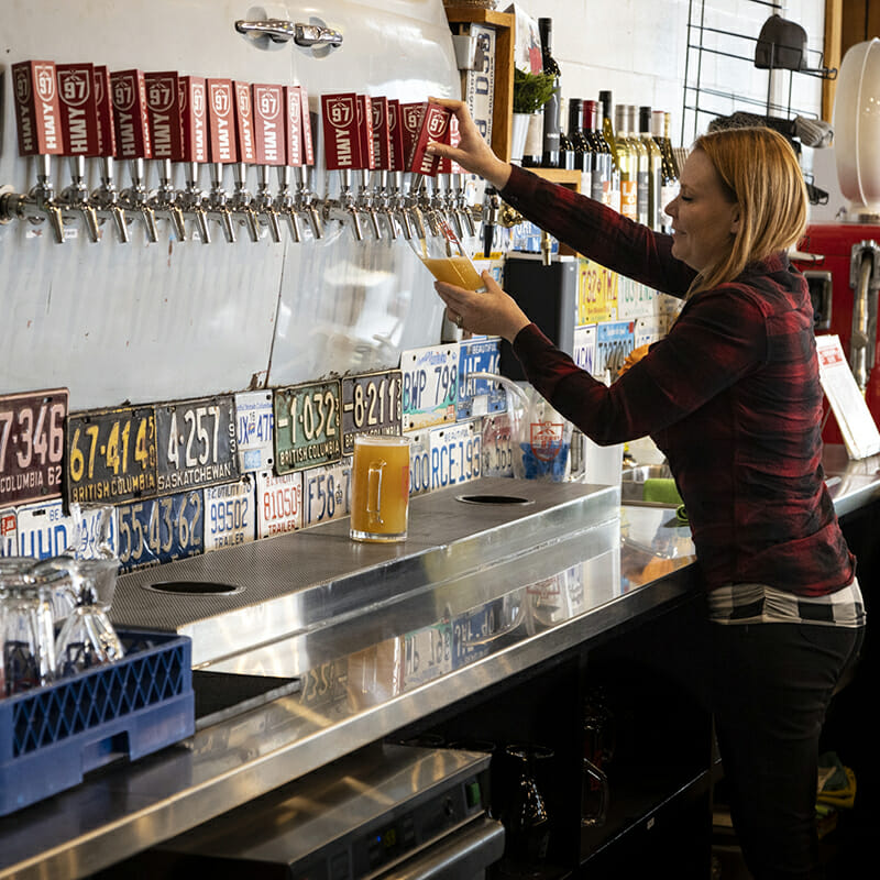 Pouring a pint at Highway 97