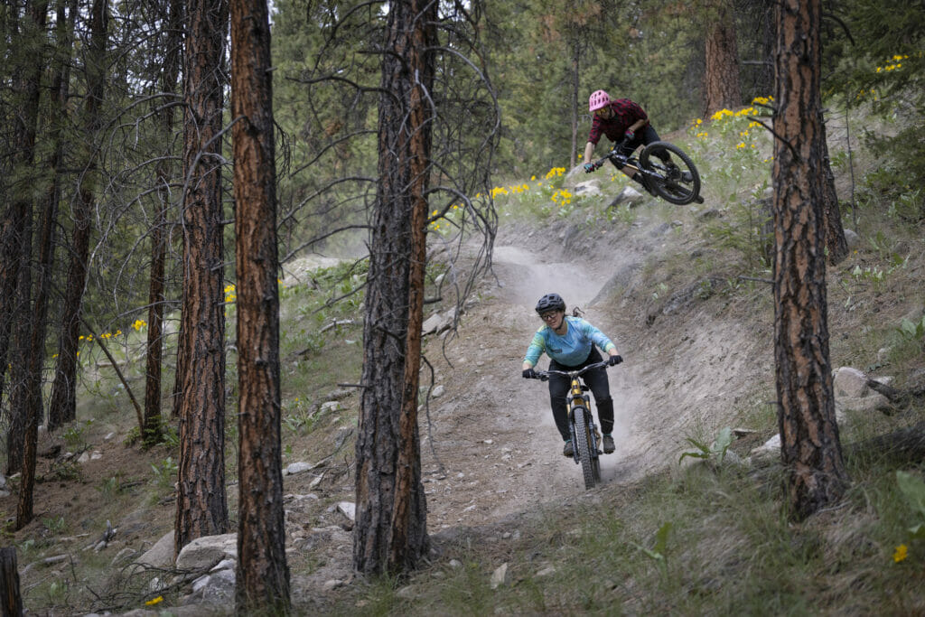 Mountain bikers coming downhill in Penticton