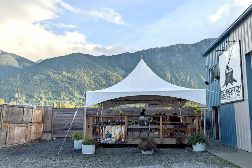 The outdoor patio at Pemberton Brewing Co.