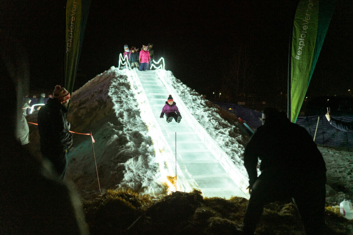 Night sledding at the Vernon Winter Carnival