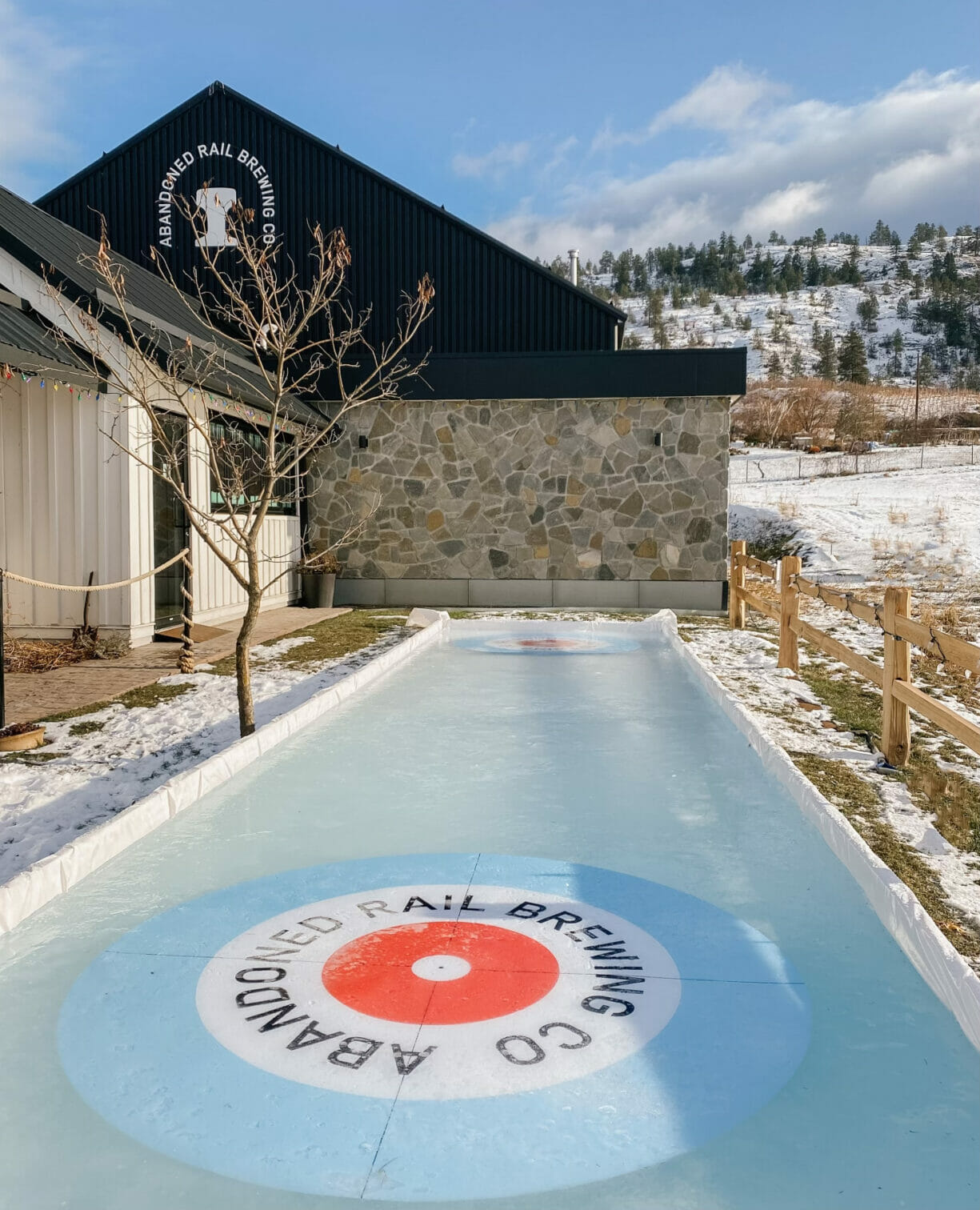 The outdoor curing rink at Abandoned Rail Brewing