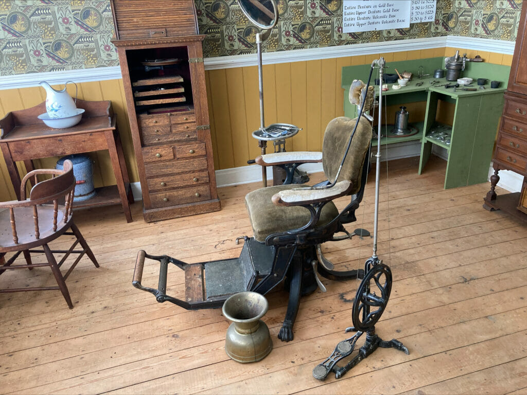 The patient's chair in the historic Barkerville Dentist Office