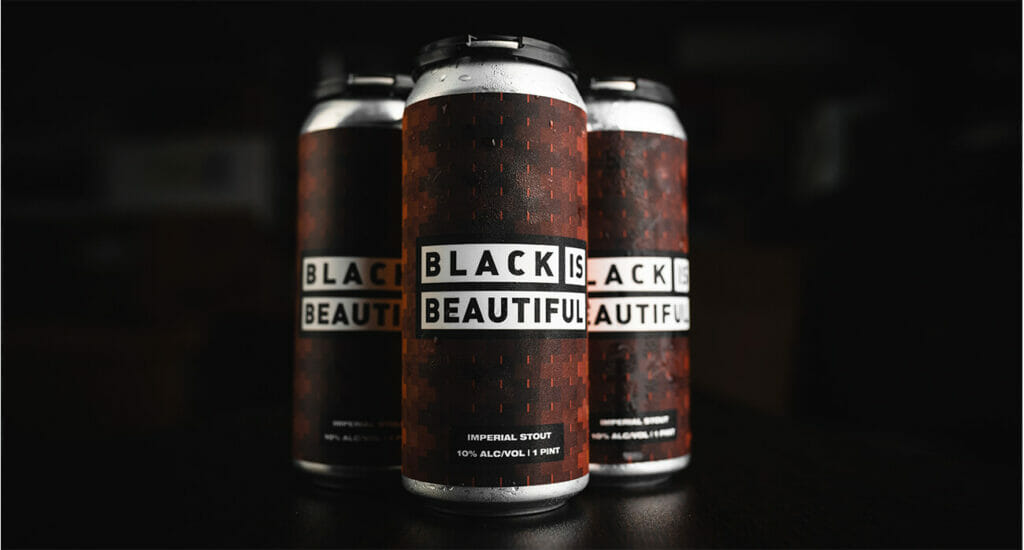 a four pack of Black is Beautiful beer by Jackknife Brewing