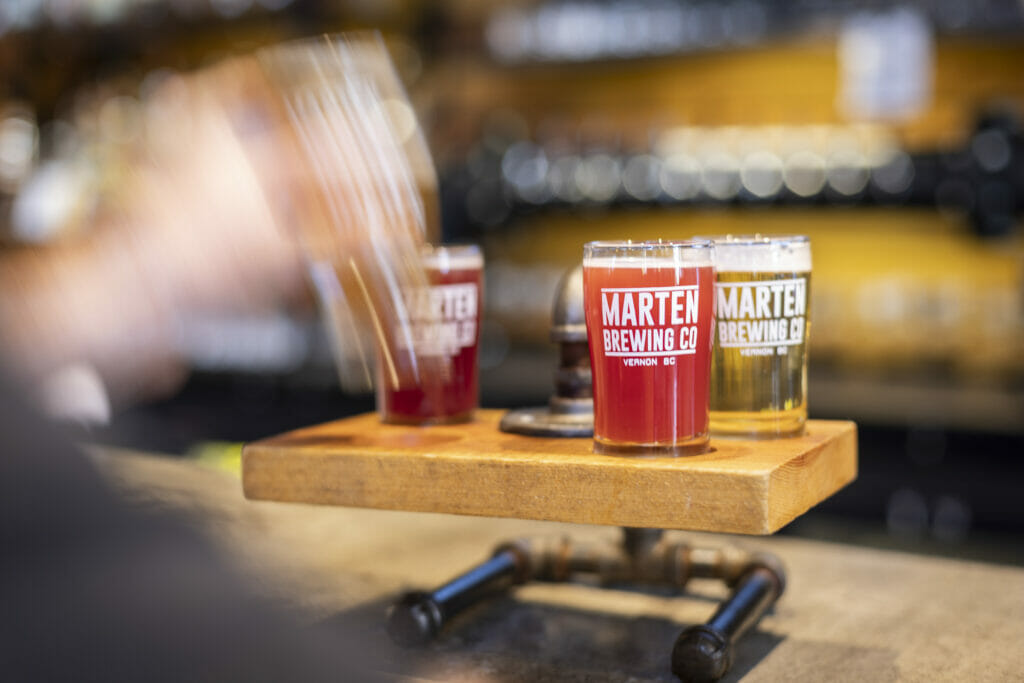 A flight at Marten Brewing Company, Vernon