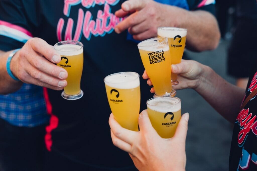 Sample glasses at a Victoria Beer Week event