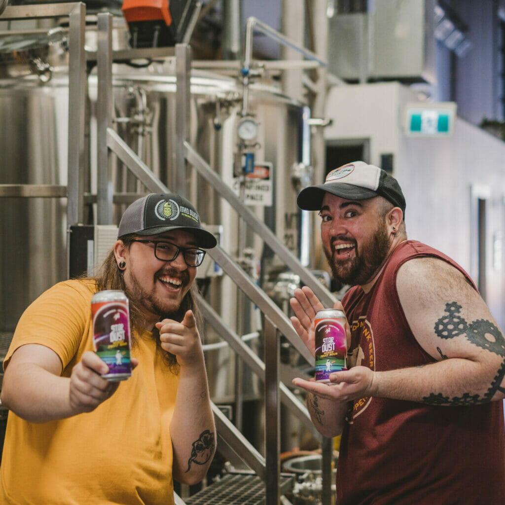 the brewers at Mariner Brewing in Coquitlam with their beer Stardust