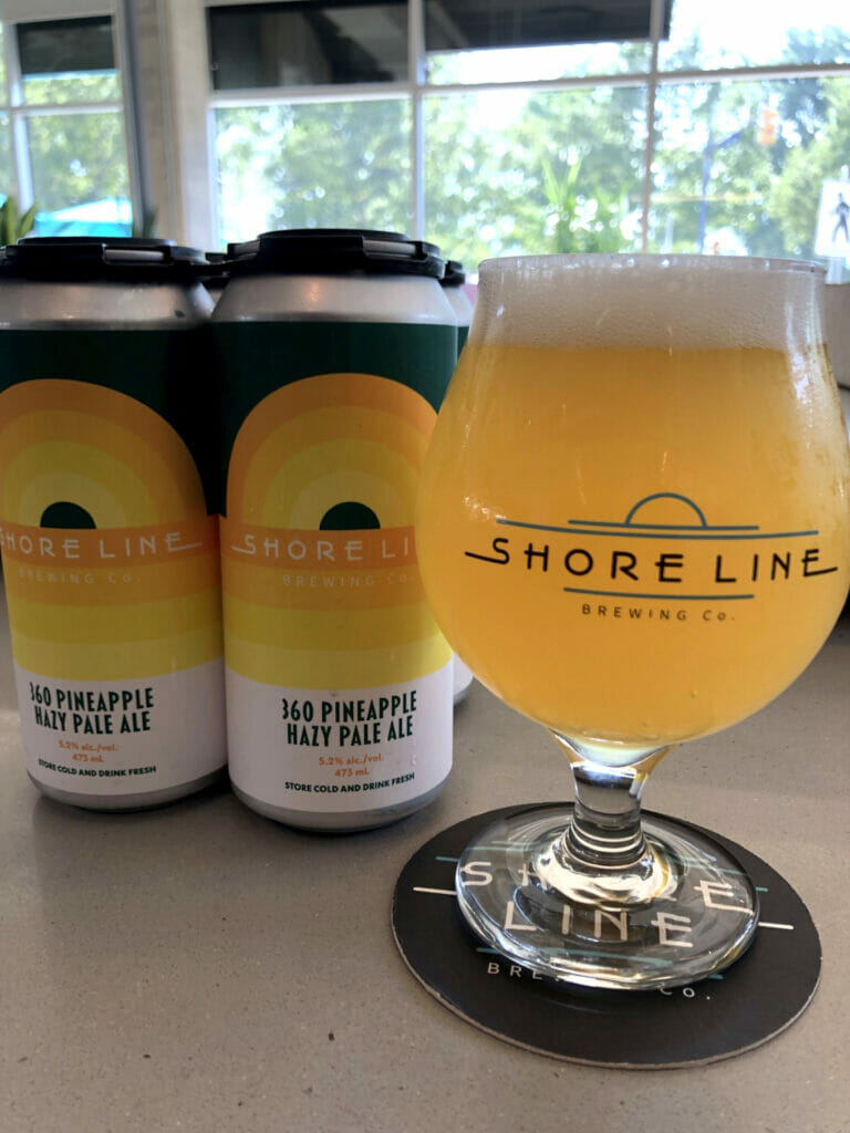 360 Pineapple Hazy Pale Ale by Shore Line Brewing in Kelowna