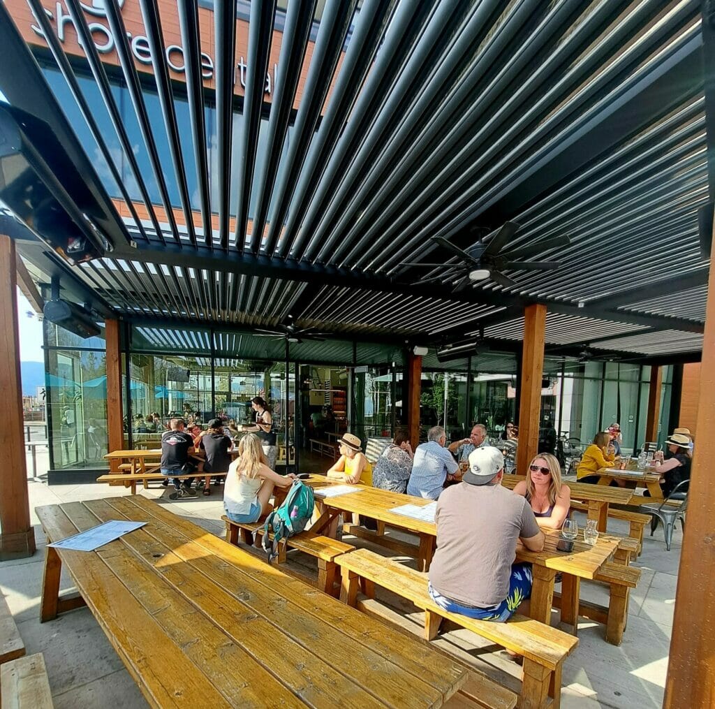 The patio at Shore Line Brewing in Kelowna, BC