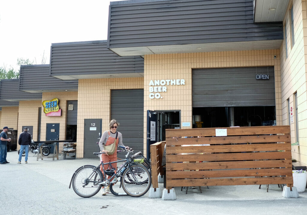 Parking bikes at Another Beer Co in New Westminster, BC