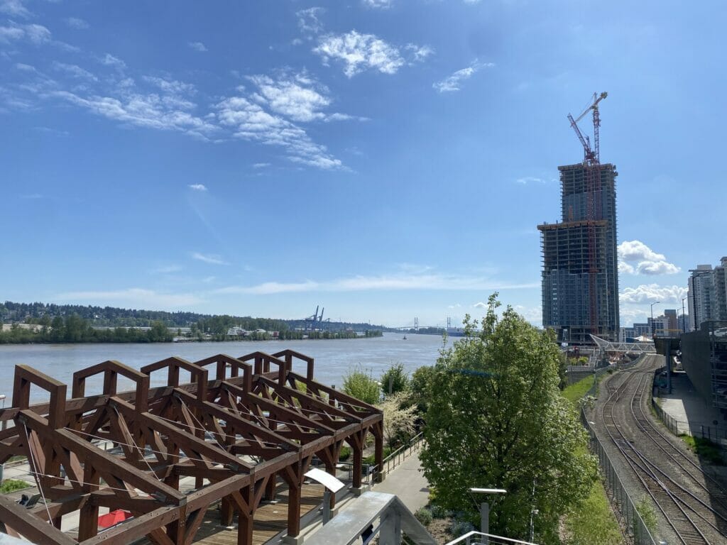 View of the Fraser River while cycling in New Westminster, BC