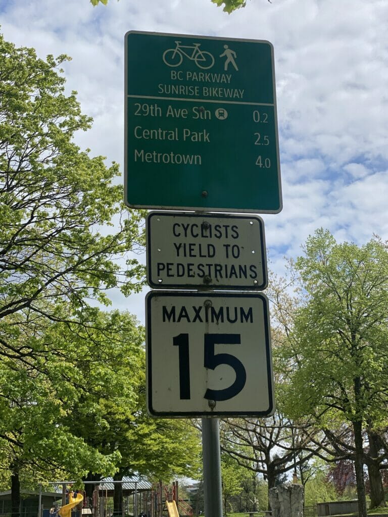 Wayfinding signs for cyclists and pedestrians