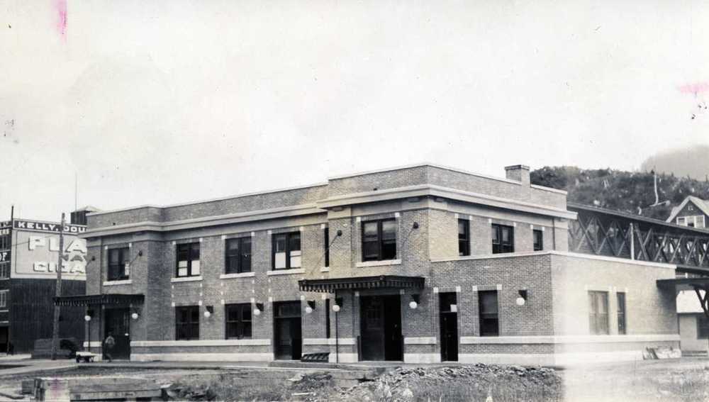 a historic photo of the original CN Rail Station in Prince Rupert