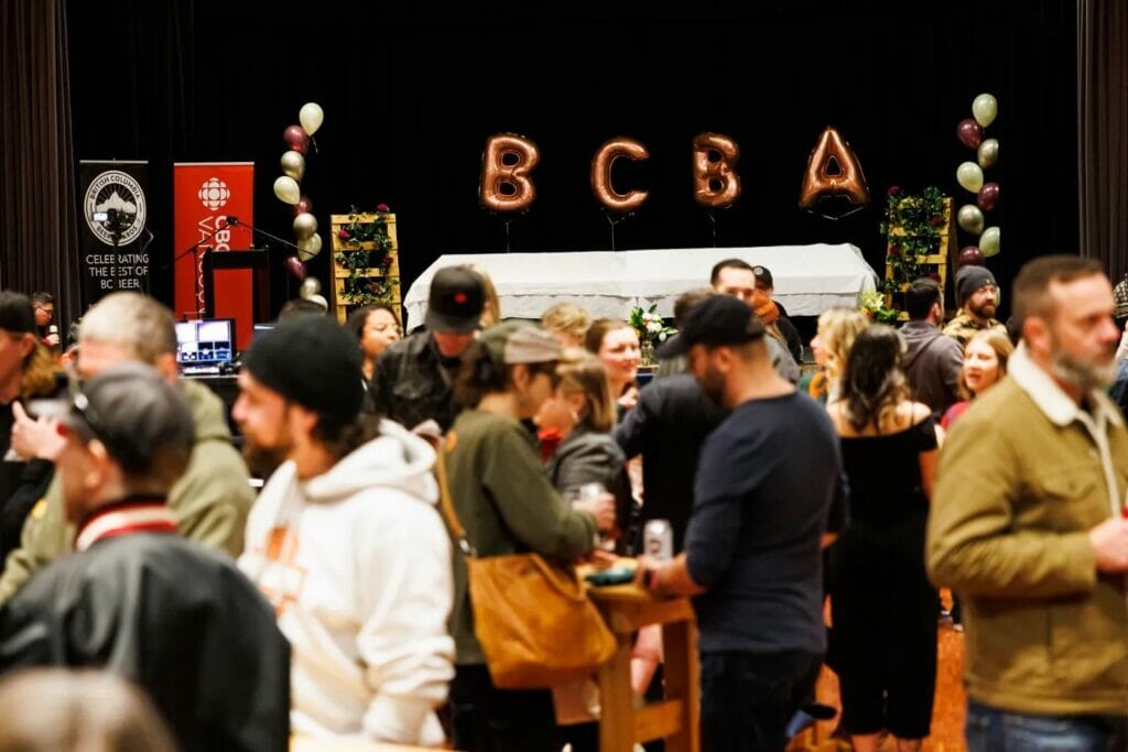 the BC Beer Awards stage with attendees in the foreground