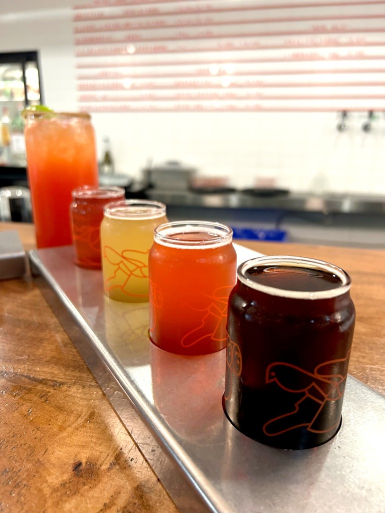 A colourful flight of craft beer at Mountainview Brewing in Hope, BC